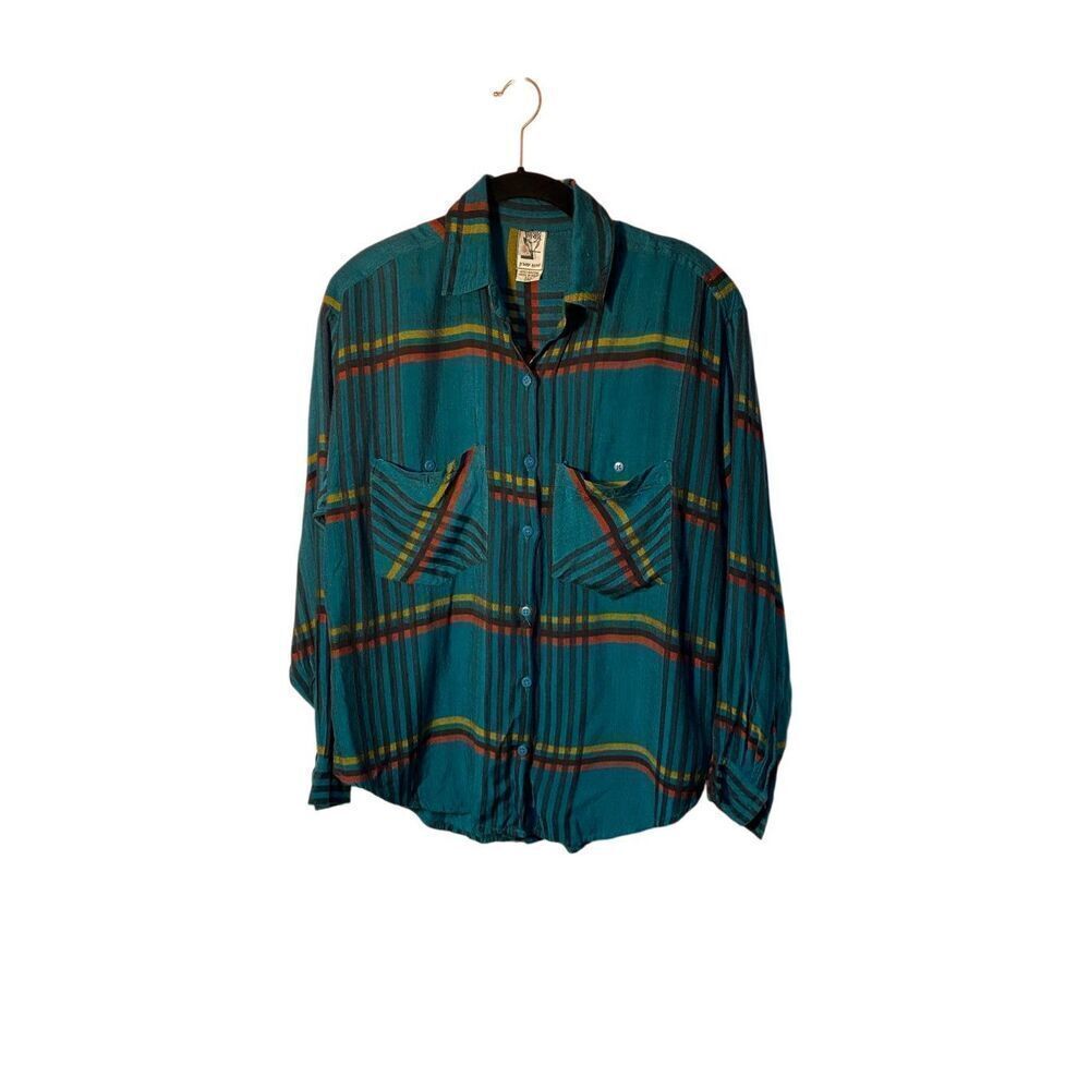 B’way rose, women’s flannel plaid button down shirt, size small